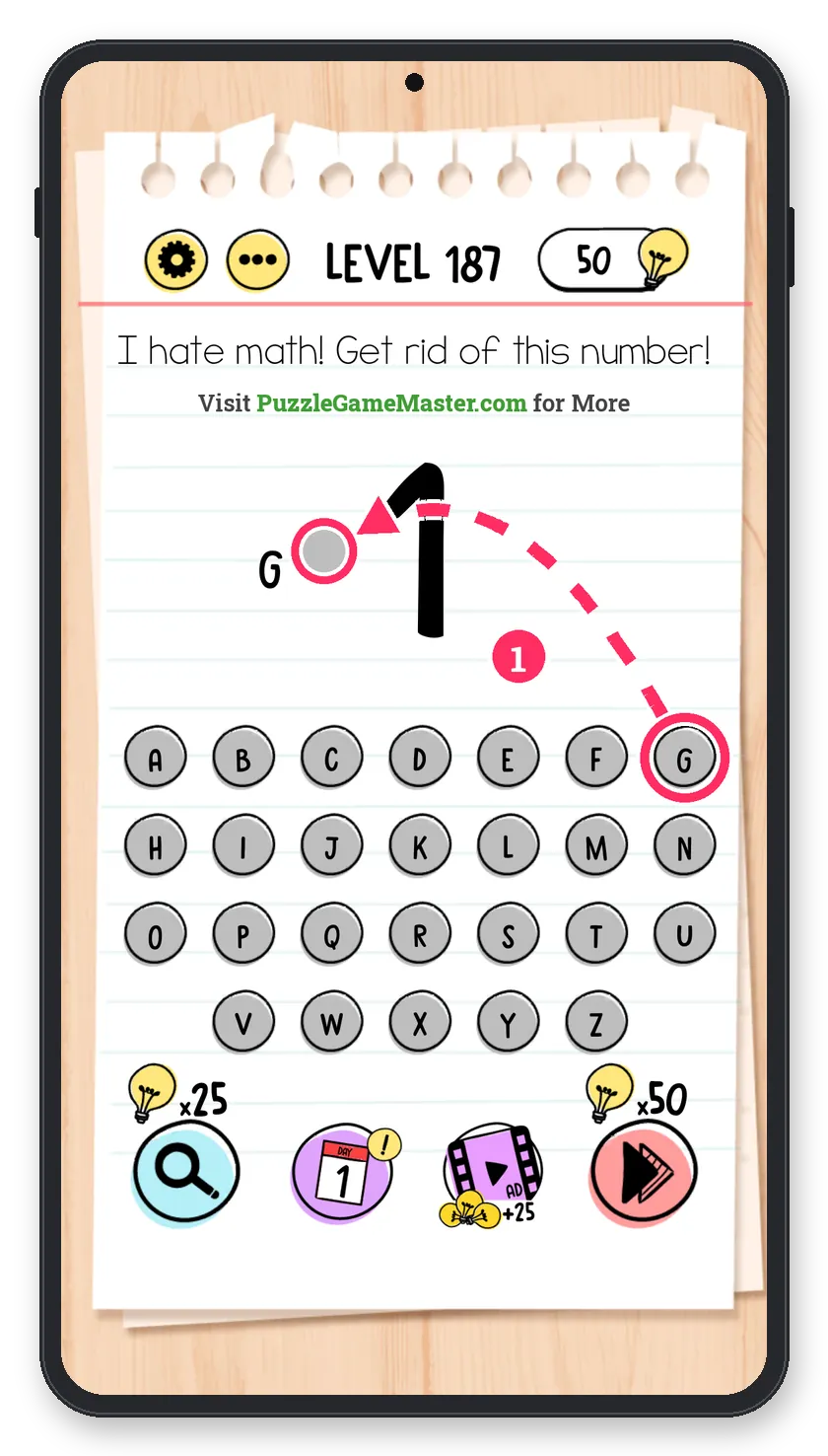 Brain Test: Tricky Puzzles Level 187 answer with steps marked