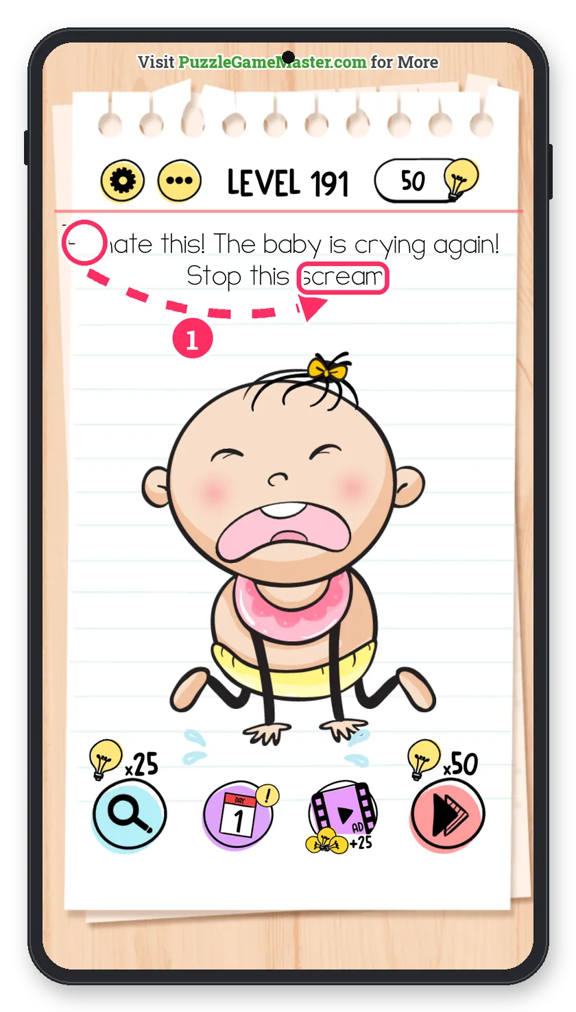 Brain Test: Tricky Puzzles Level 191 answer with steps marked
