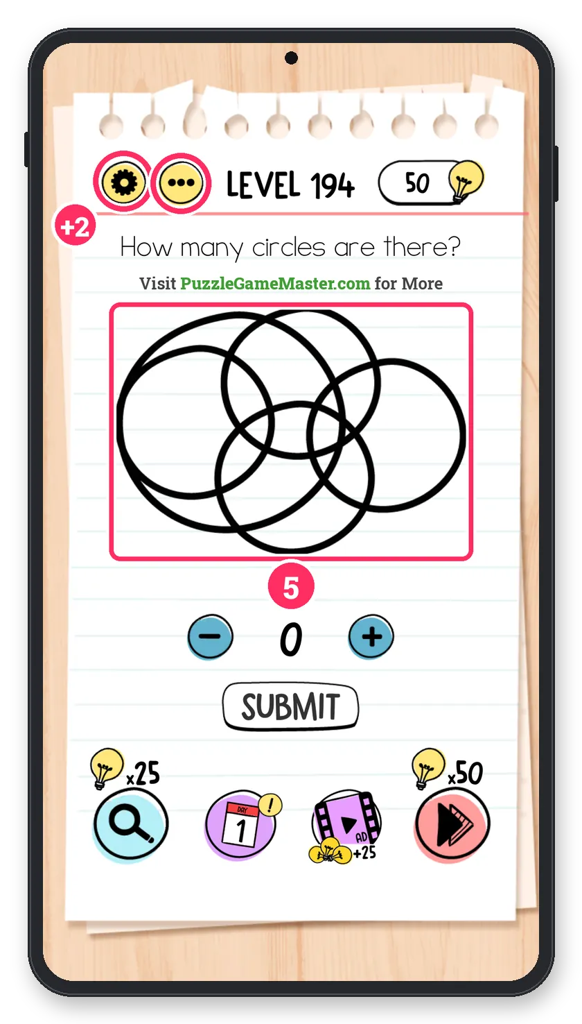 Brain Test: Tricky Puzzles Level 194 step 1: Count all circles