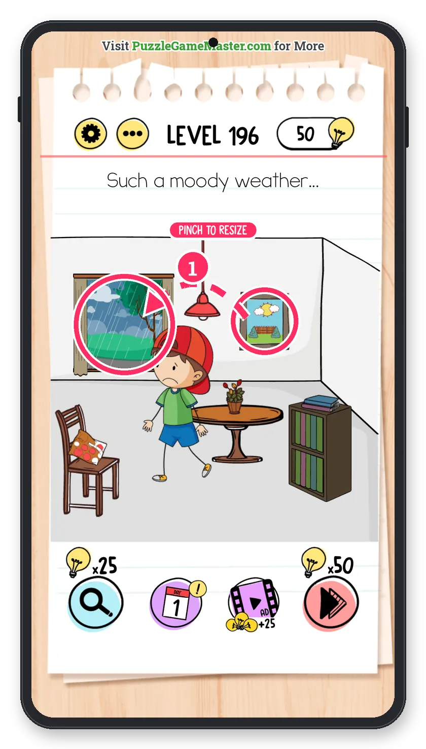 Brain Test: Tricky Puzzles Level 196 answer with steps marked