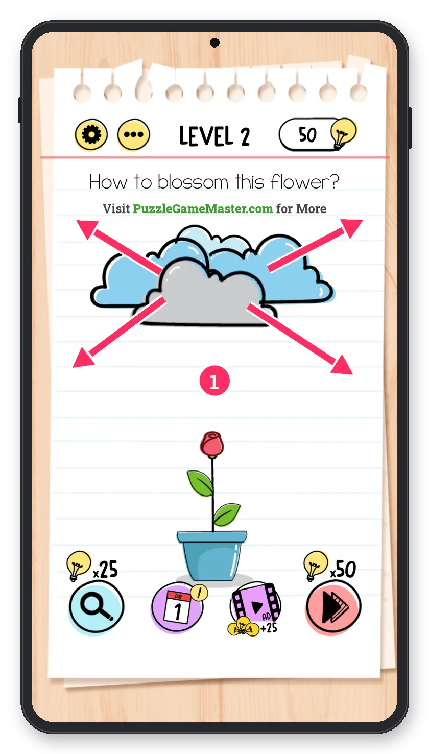 Brain Test: Tricky Puzzles Level 2 step 1: Move the clouds