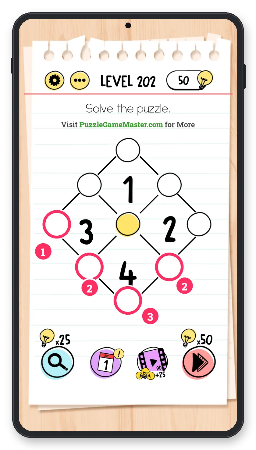 Brain Test: Tricky Puzzles Level 202 answer with steps marked
