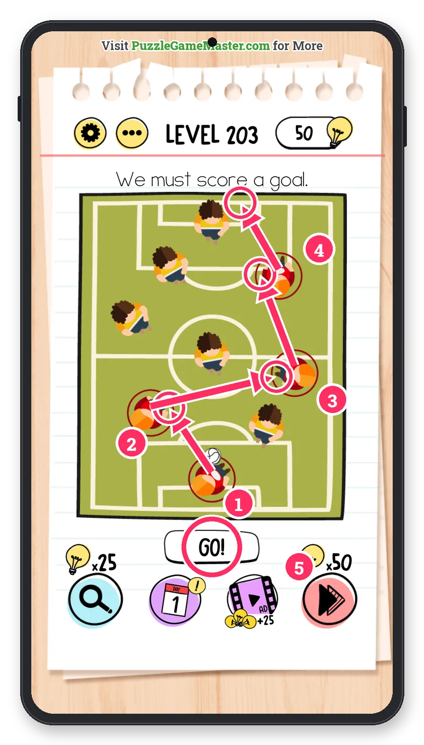 Brain Test: Tricky Puzzles Level 203 answer with steps marked