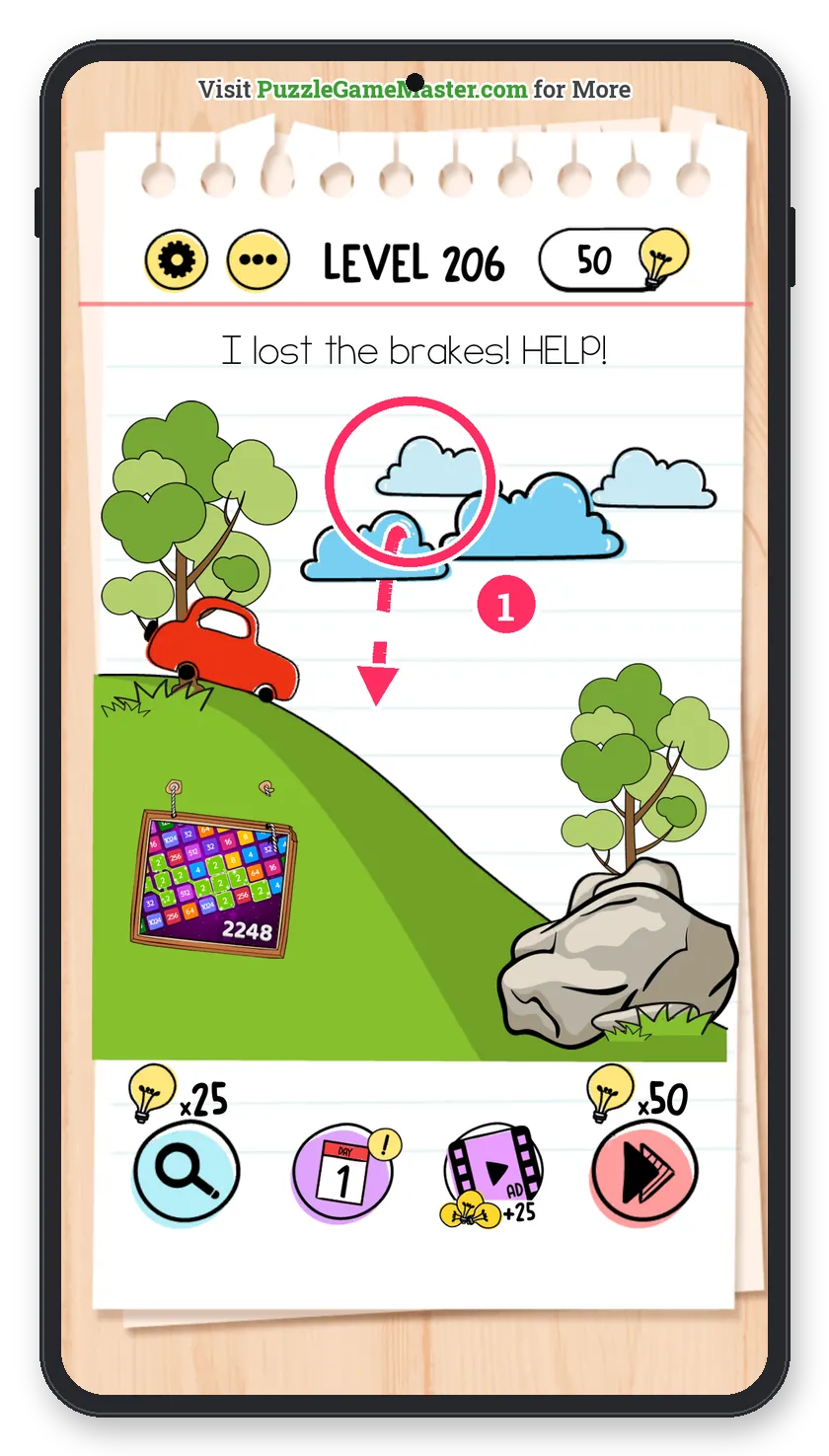 Brain Test: Tricky Puzzles Level 206 answer with steps marked