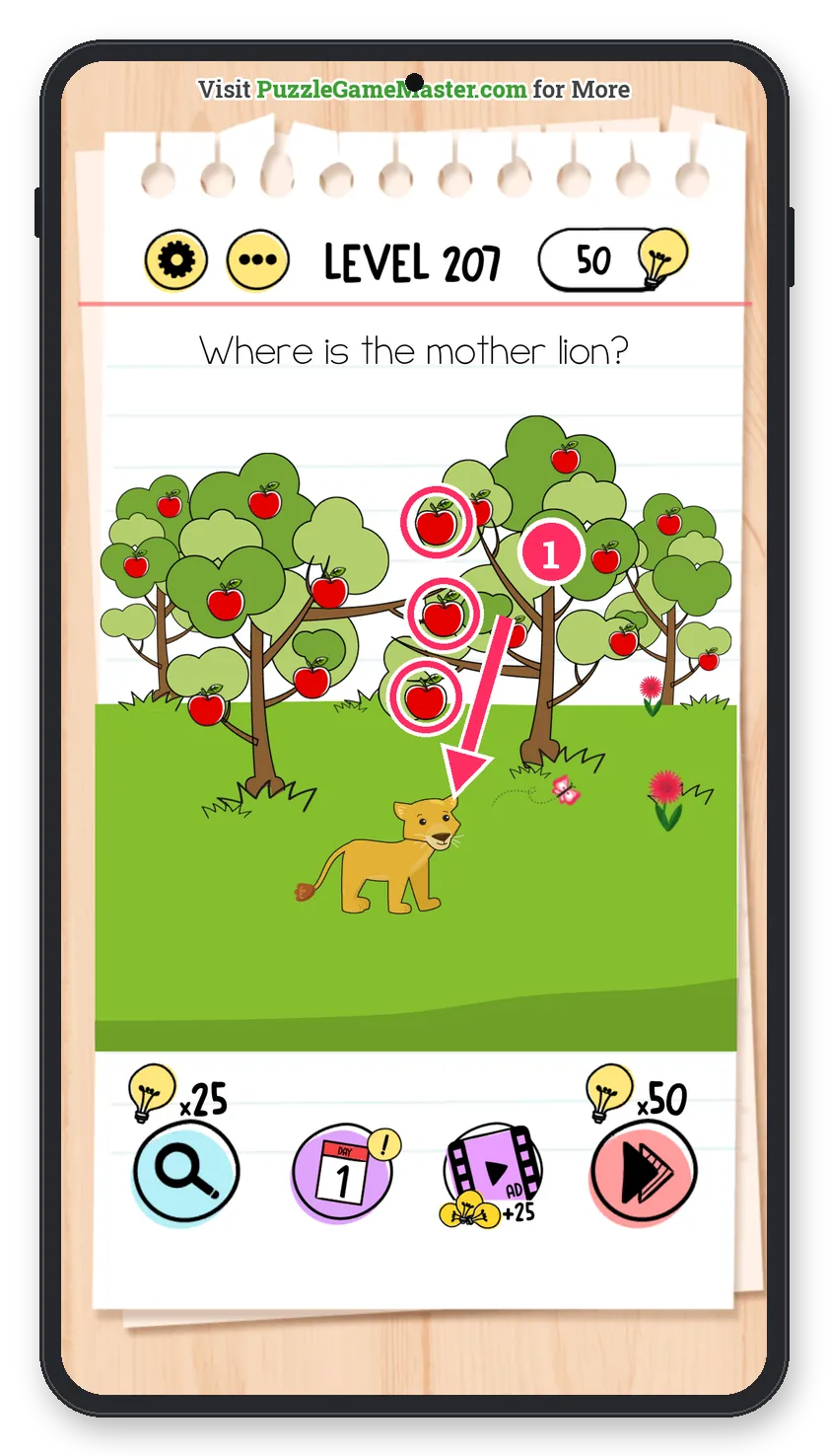 Brain Test: Tricky Puzzles Level 207 answer with steps marked