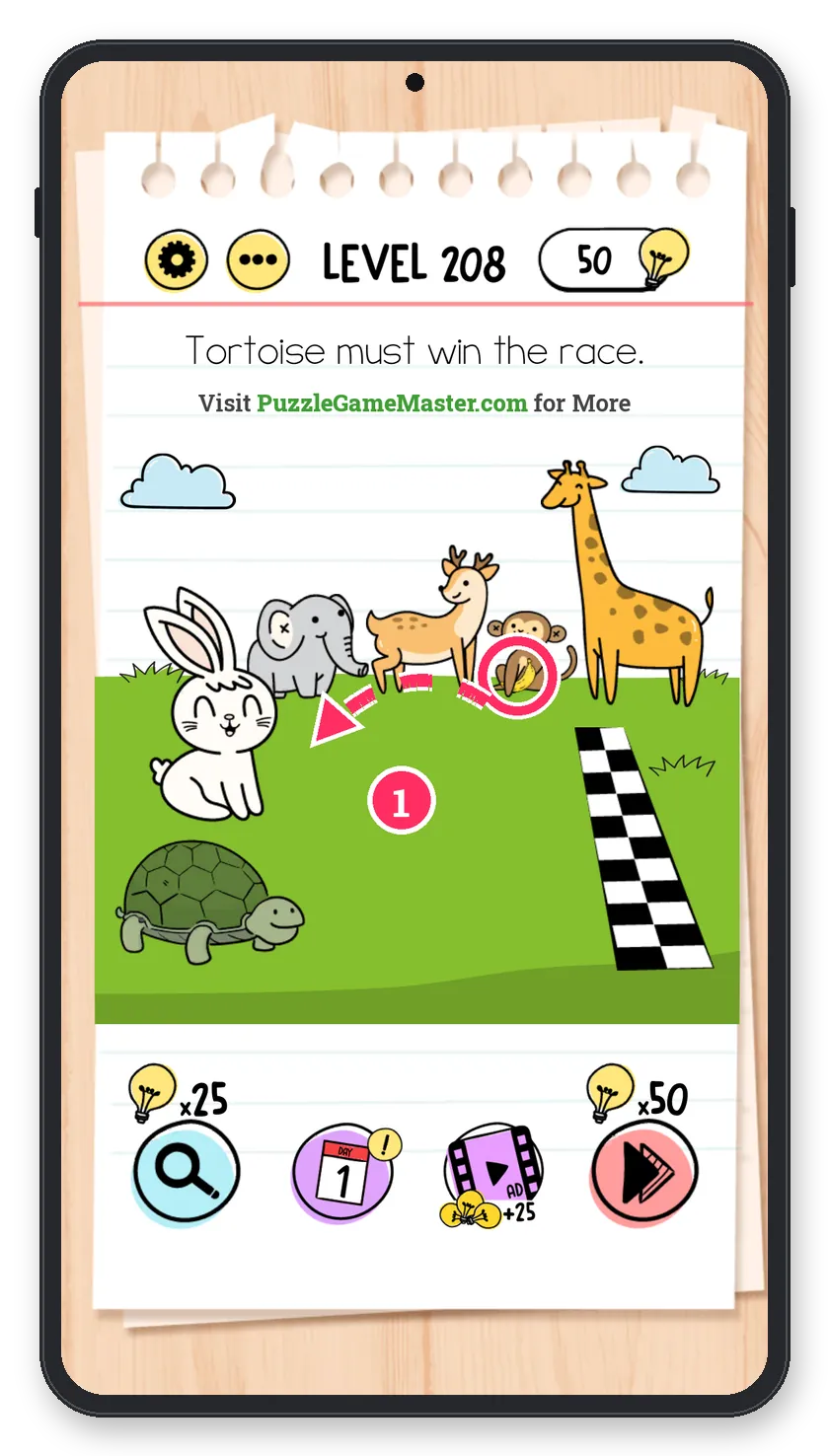 Brain Test: Tricky Puzzles Level 208 answer with steps marked