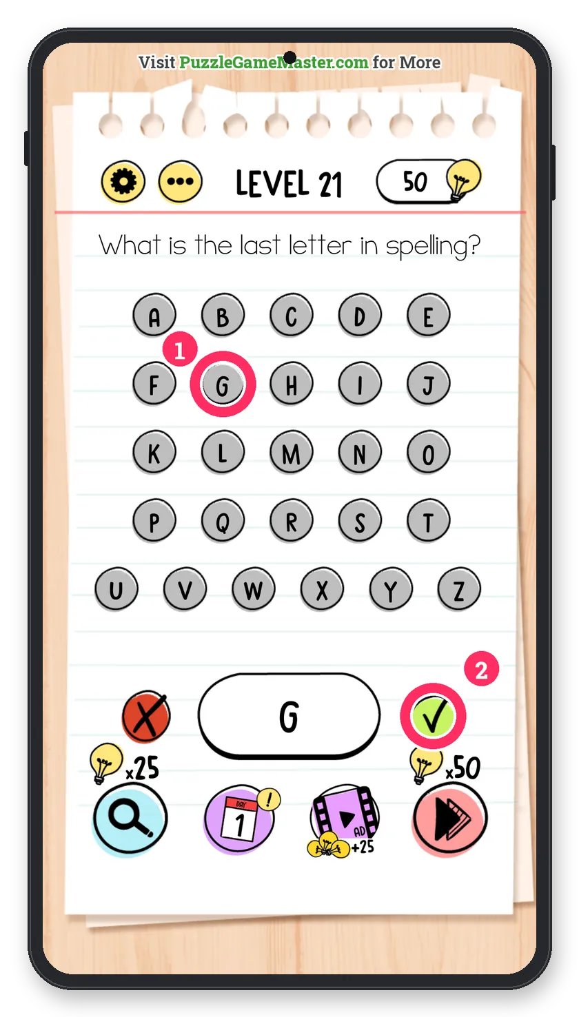 Brain Test: Tricky Puzzles Level 21 answer with steps marked