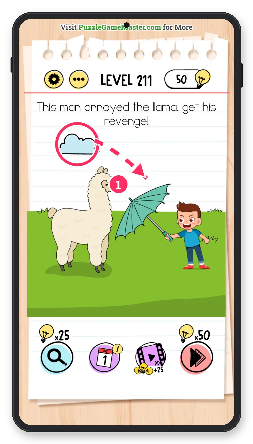 Brain Test: Tricky Puzzles Level 211 step 1: Bring the cloud