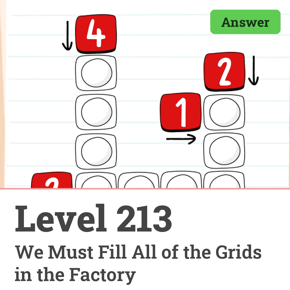 Brain Test: Tricky Puzzles Level 213 answer – We Must Fill All of the Grids in the Factory