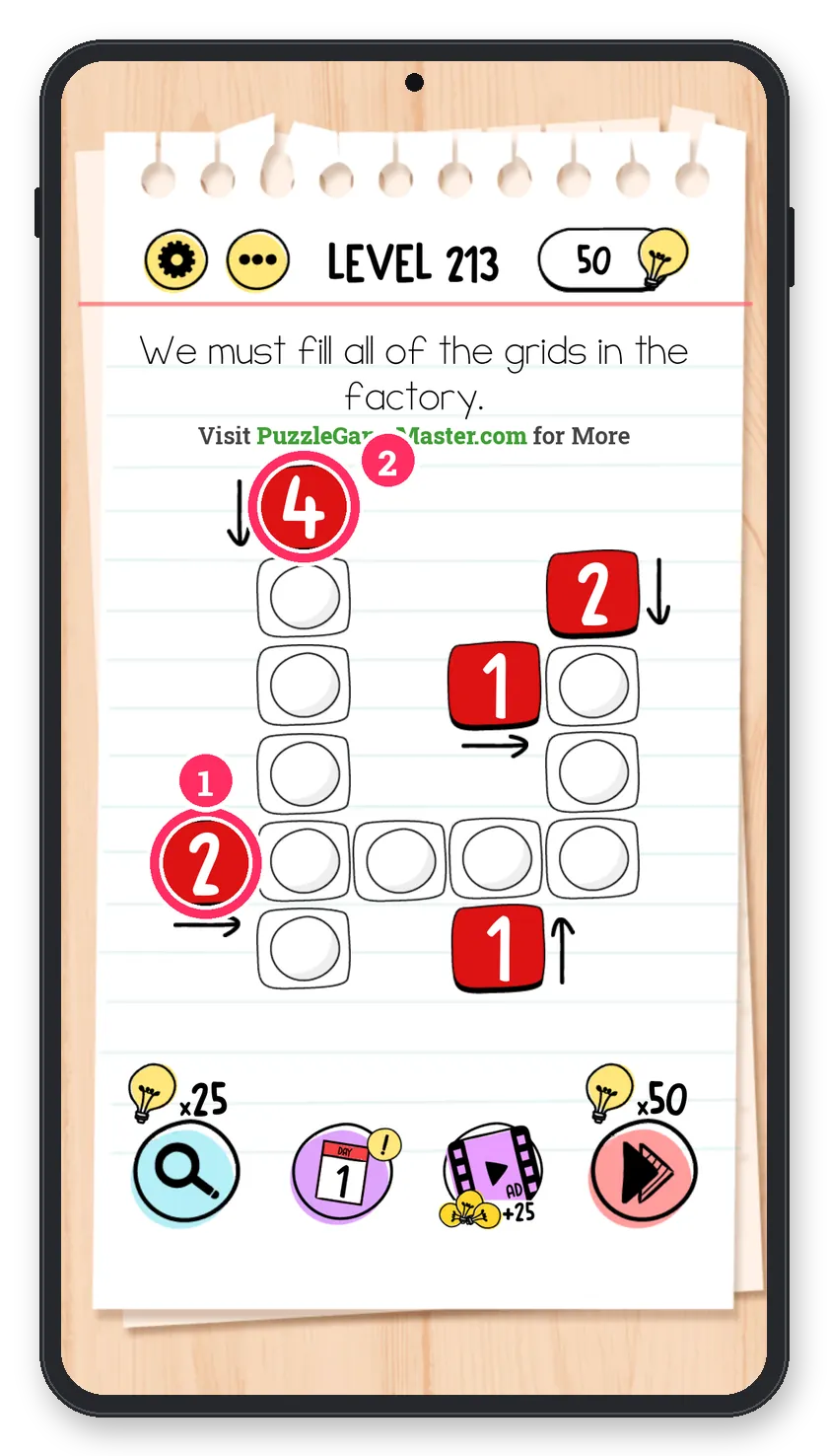 Brain Test: Tricky Puzzles Level 213 step 1: Left and top