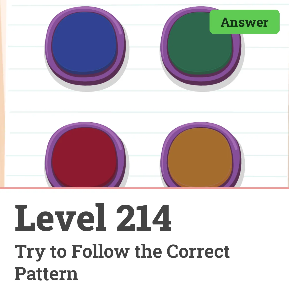 Brain Test: Tricky Puzzles Level 214 answer – Try to Follow the Correct Pattern