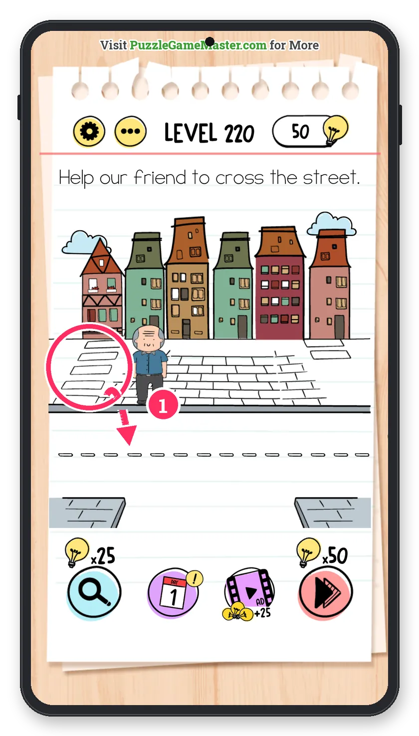 Brain Test: Tricky Puzzles Level 220 answer with steps marked