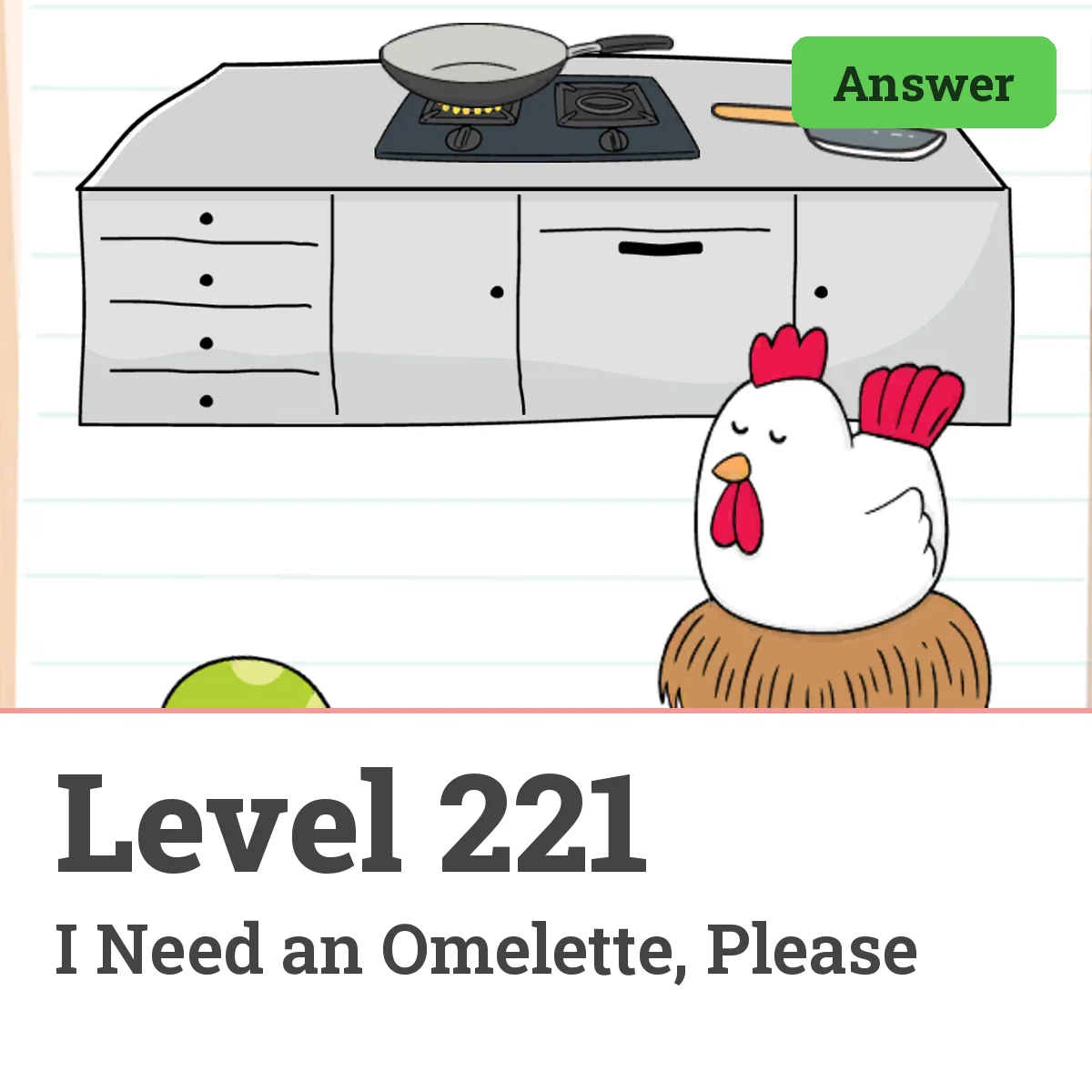 Brain Test: Tricky Puzzles Level 221 answer – I Need an Omelette, Please