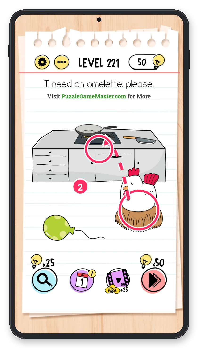 Brain Test: Tricky Puzzles Level 221 step 2: Cook the egg