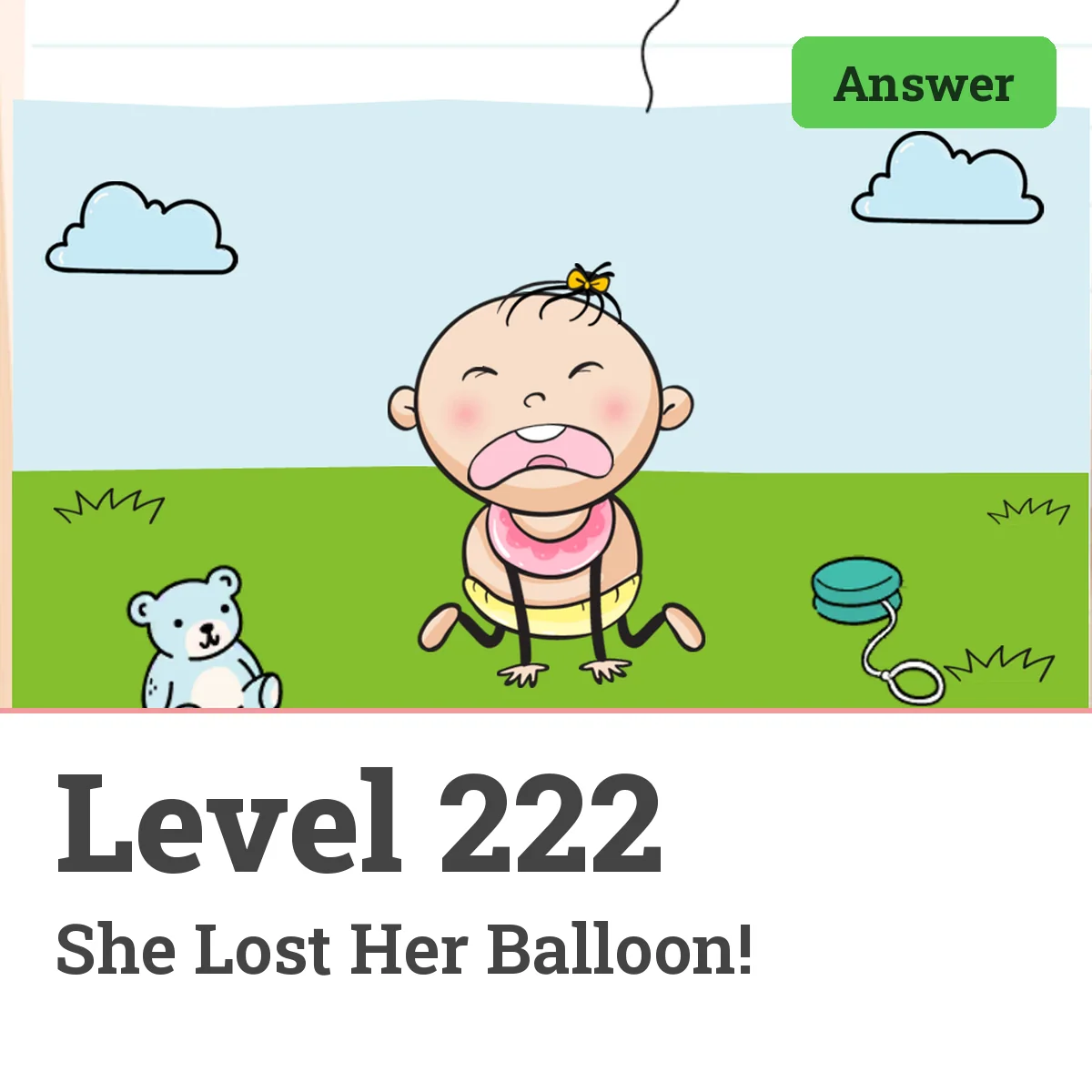 Brain Test: Tricky Puzzles Level 222 answer – She Lost Her Balloon!
