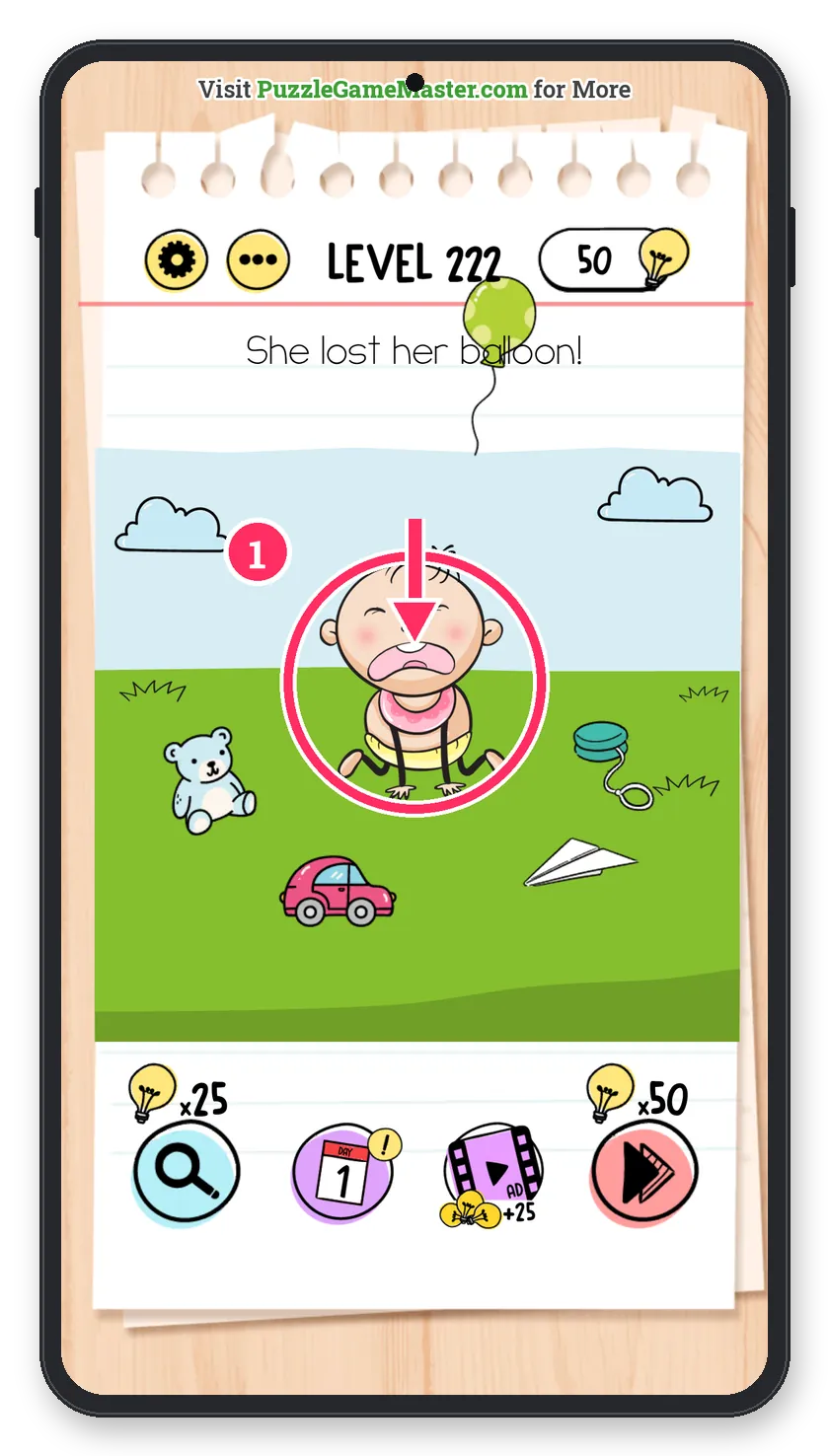 Brain Test: Tricky Puzzles Level 222 step 1: Look up