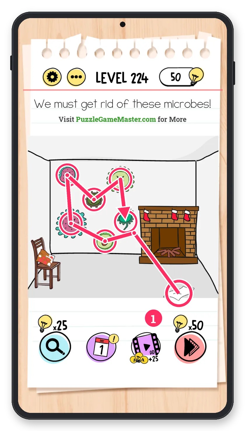 Brain Test: Tricky Puzzles Level 224 step 1: Wipe the wall