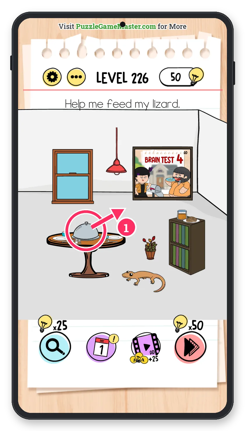 Brain Test: Tricky Puzzles Level 226 step 1: Uncover the food