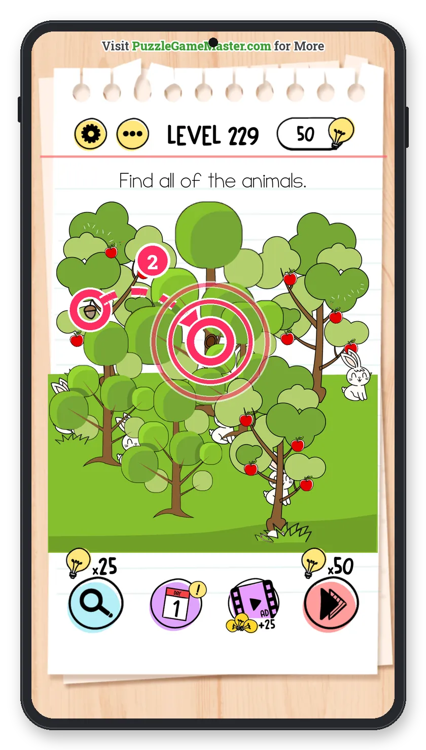 Brain Test: Tricky Puzzles Level 229 step 2: Lure the squirrel