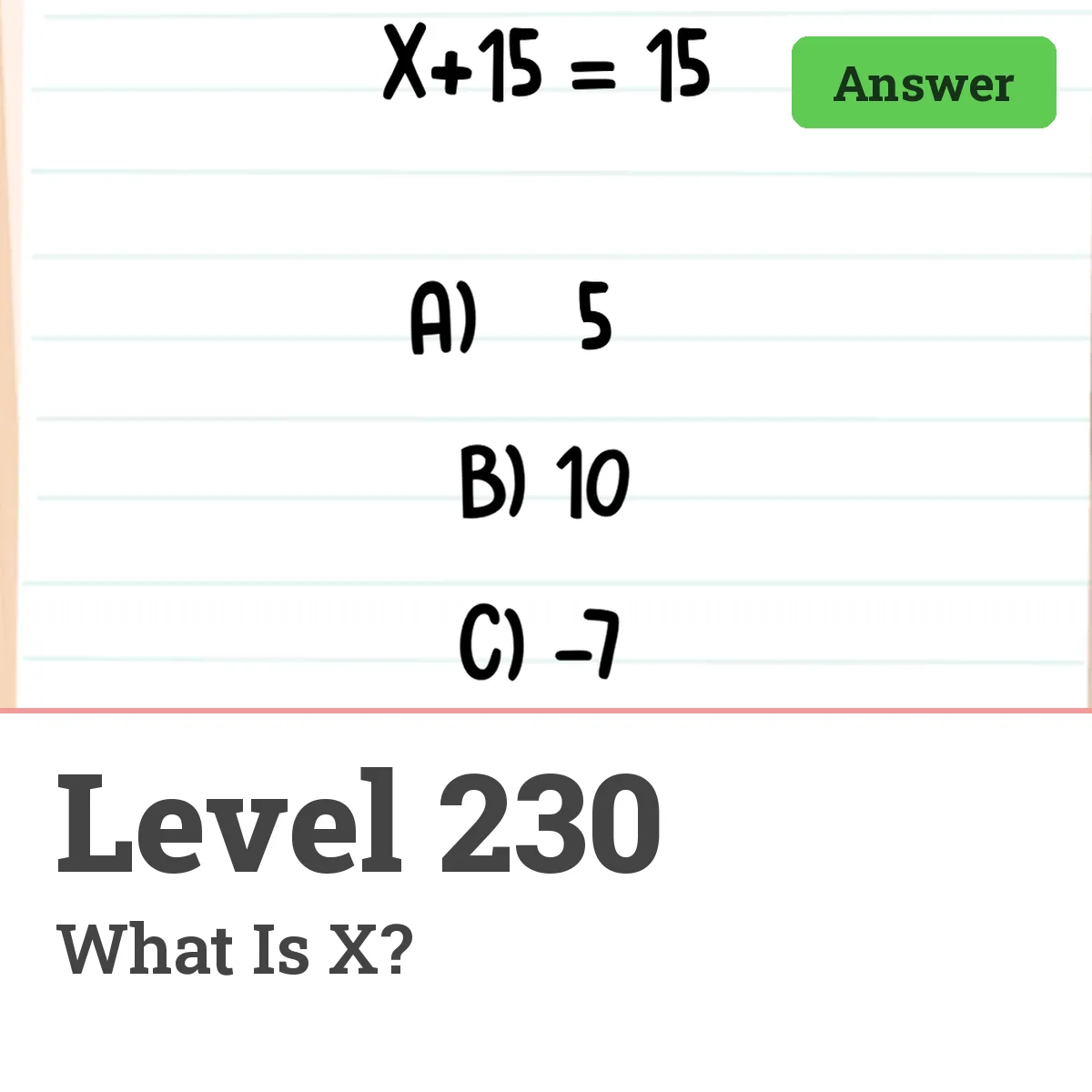 Brain Test: Tricky Puzzles Level 230 answer – What Is X?