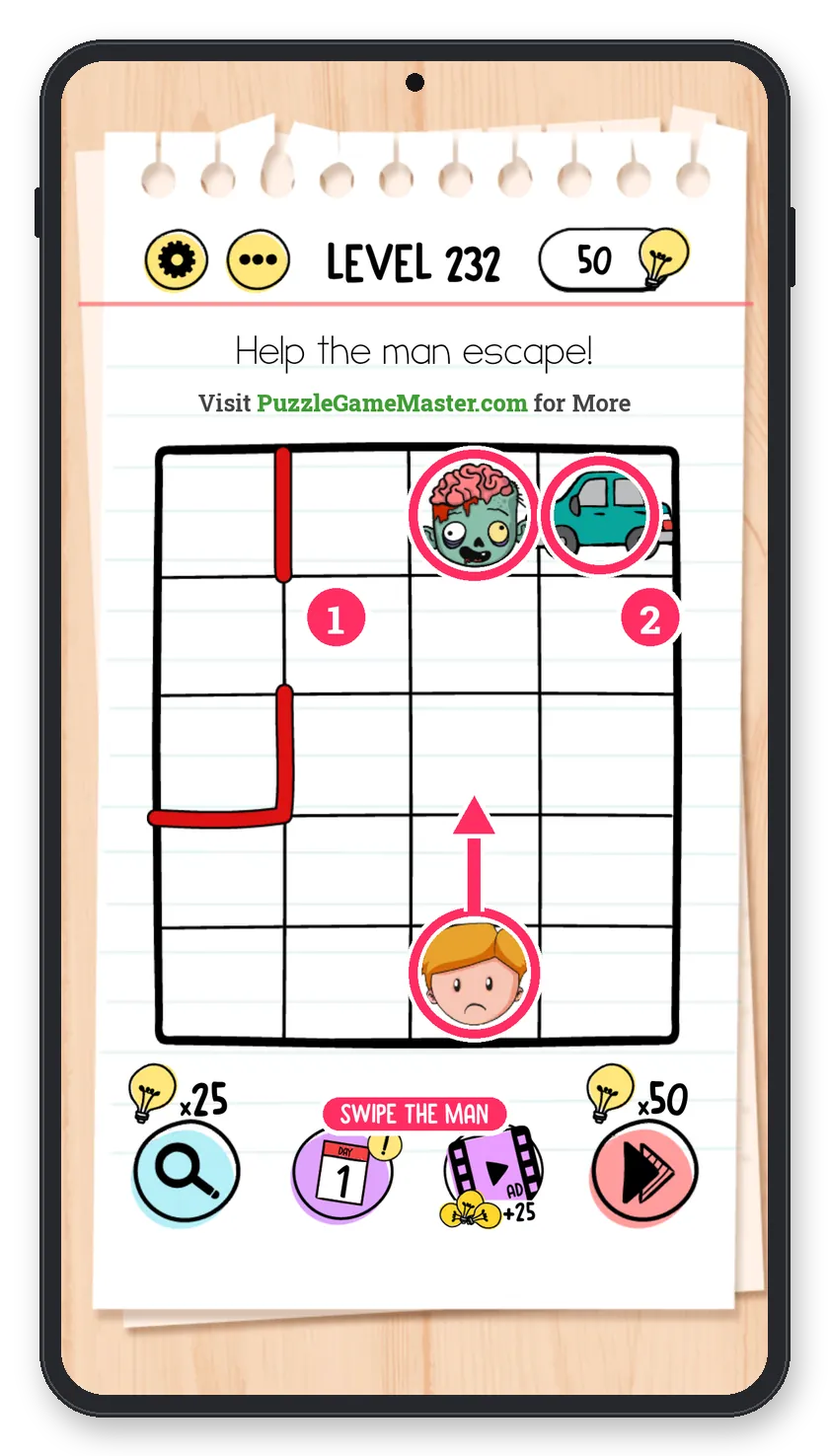 Brain Test: Tricky Puzzles Level 232 answer with steps marked