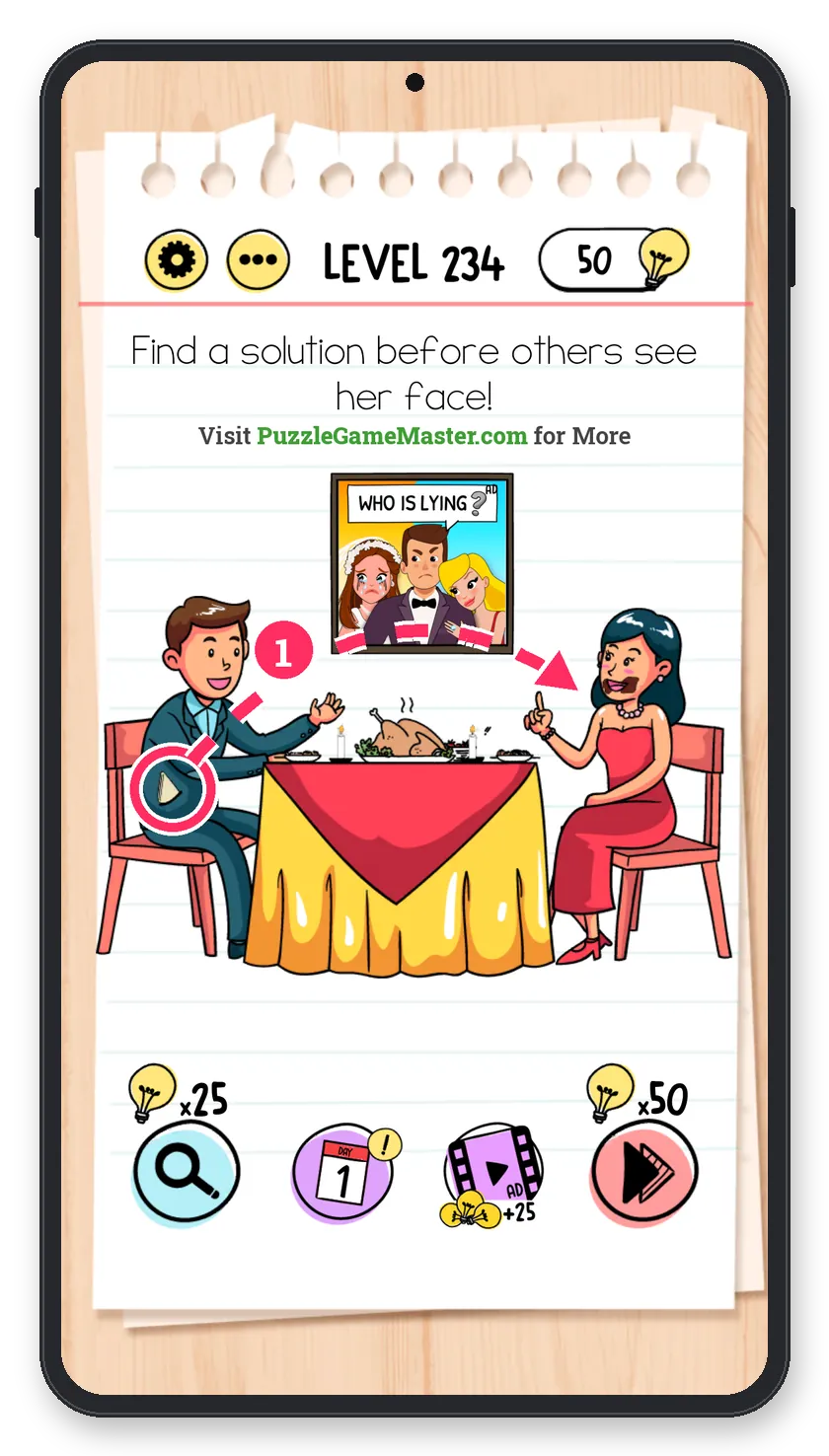 Brain Test: Tricky Puzzles Level 234 step 1: Take the napkin