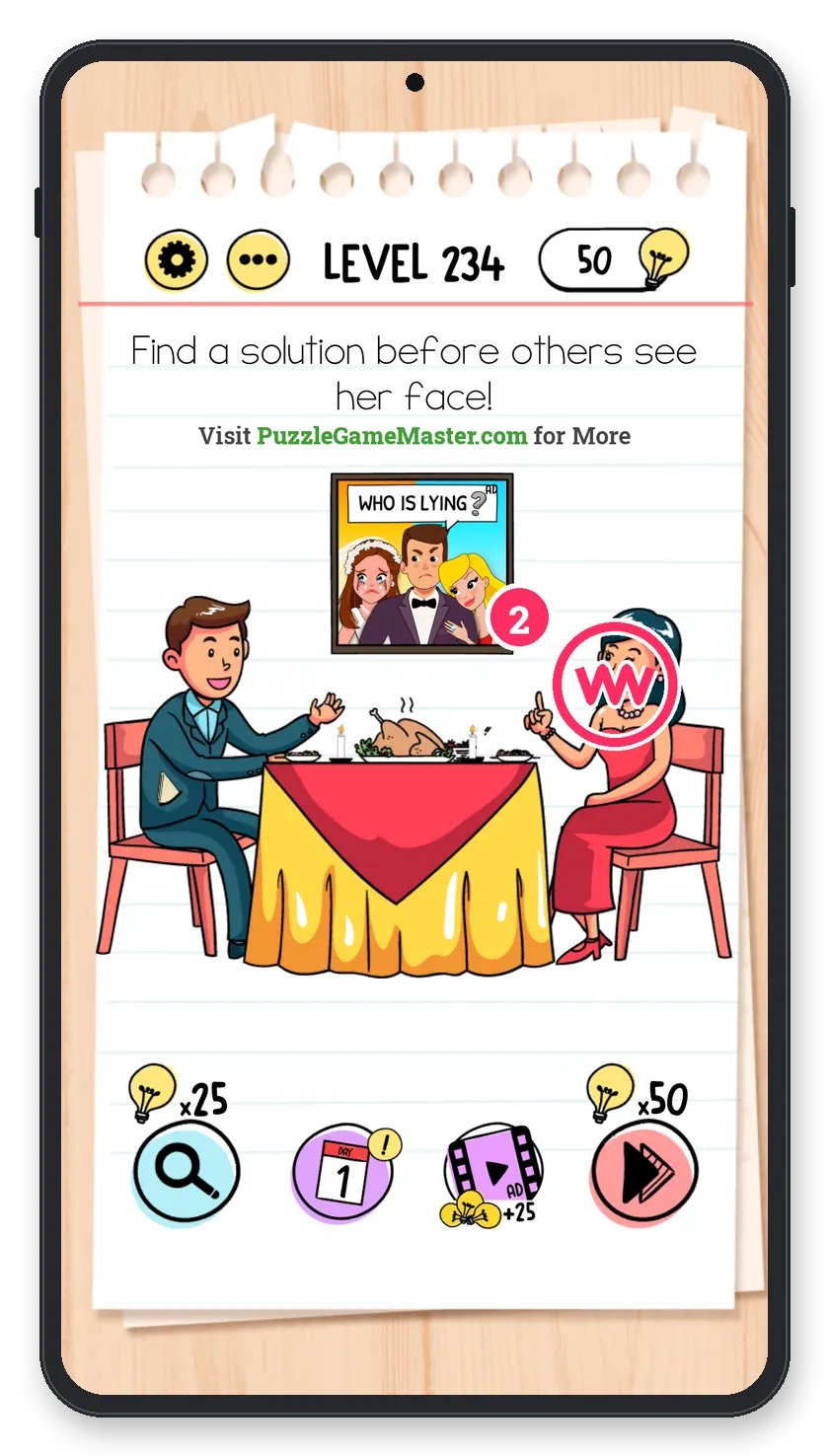 Brain Test: Tricky Puzzles Level 234 step 2: Clean her face