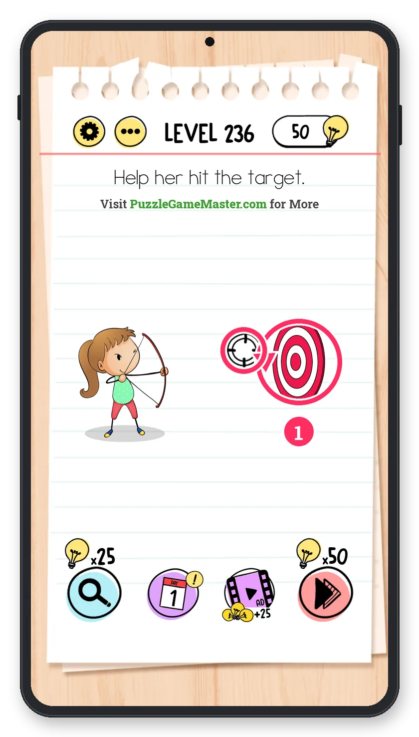 Brain Test: Tricky Puzzles Level 236 step 1: Move the target