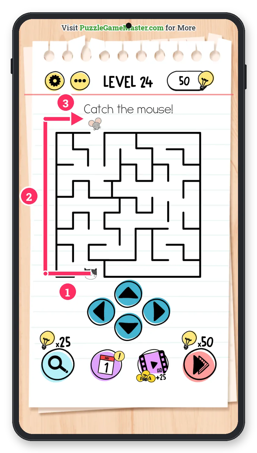 Brain Test: Tricky Puzzles Level 24 answer with steps marked