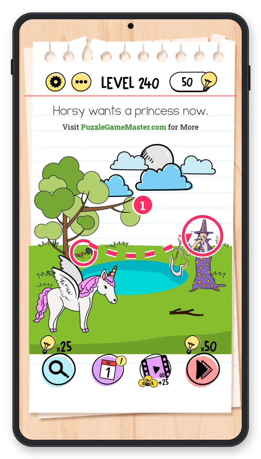 Brain Test: Tricky Puzzles Level 240 step 1: Stun the wizard