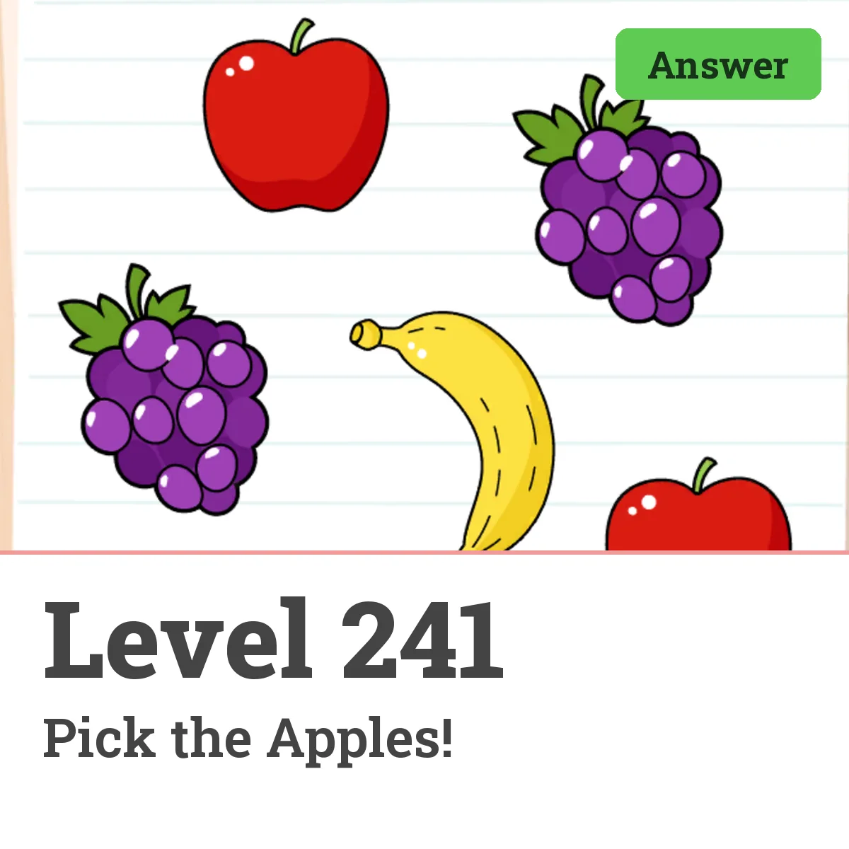 Brain Test: Tricky Puzzles Level 241 answer – Pick the Apples!