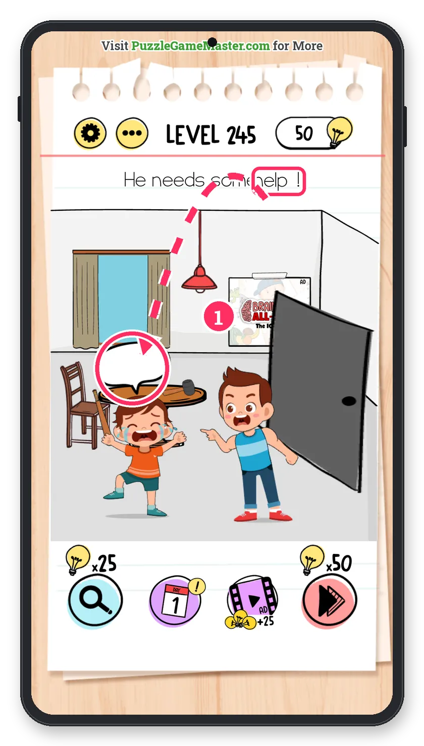 Brain Test: Tricky Puzzles Level 245 answer with steps marked