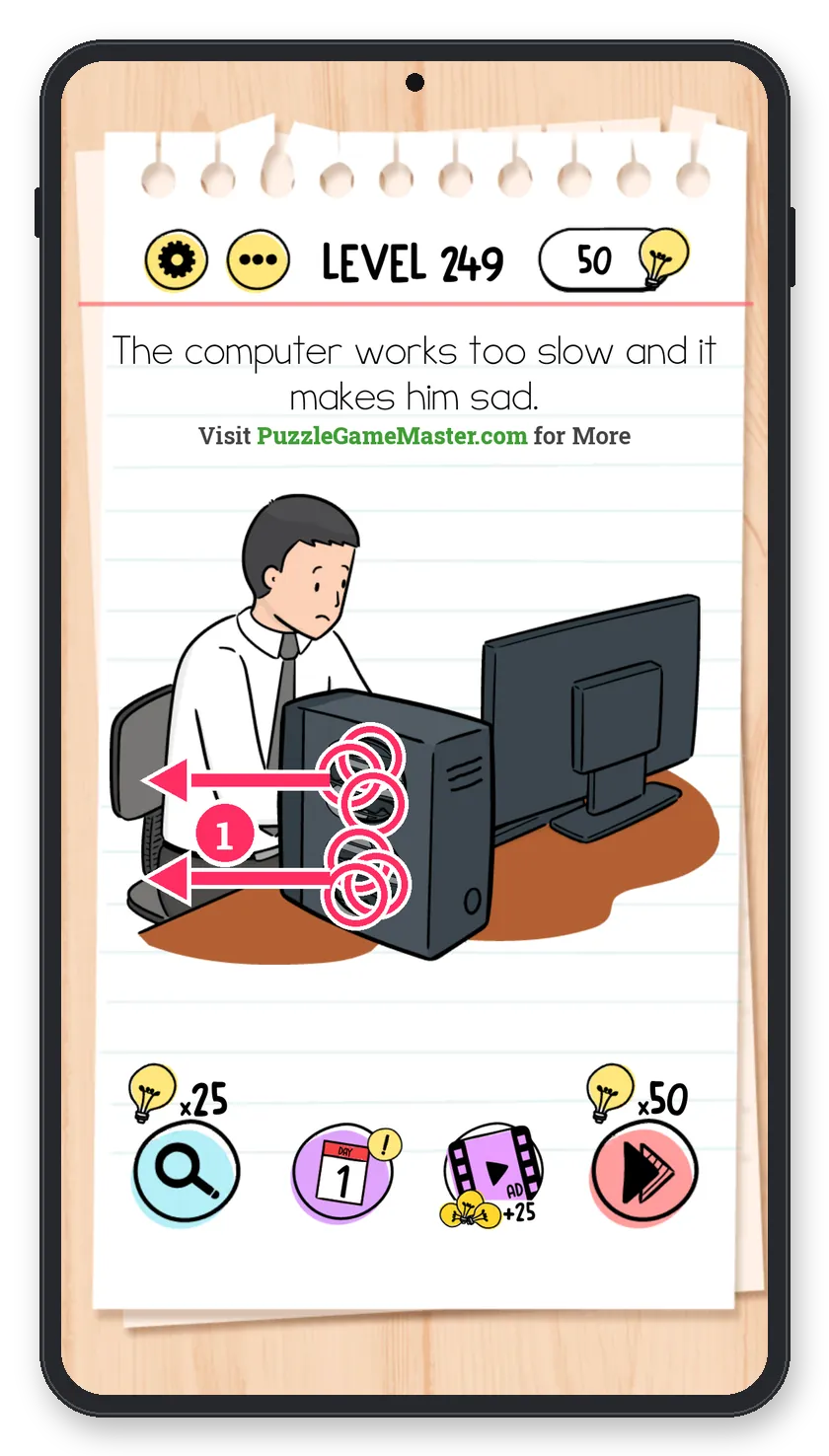 Brain Test: Tricky Puzzles Level 249 answer with steps marked