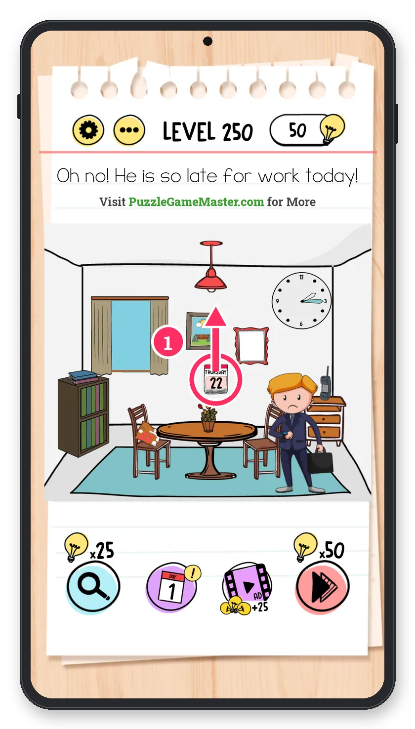 Brain Test: Tricky Puzzles Level 250 answer with steps marked