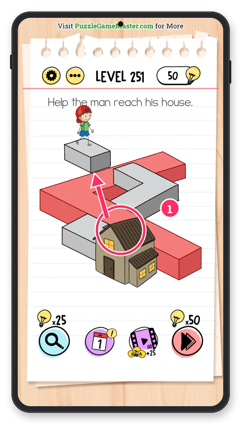 Brain Test: Tricky Puzzles Level 251 step 1: First bridge