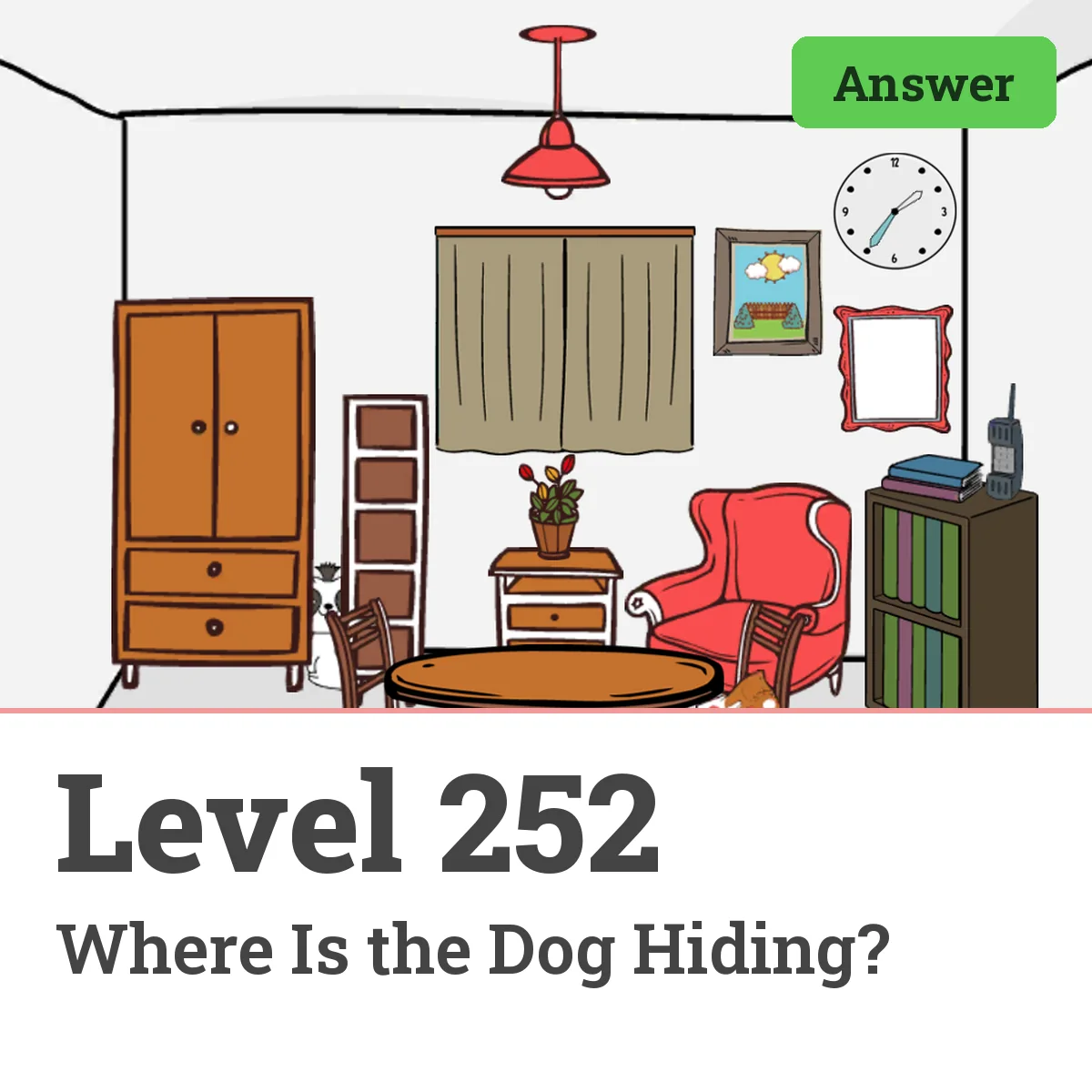 Brain Test: Tricky Puzzles Level 252 answer – Where Is the Dog Hiding?