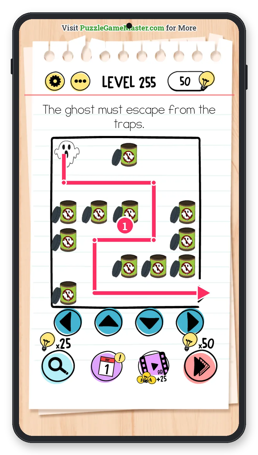 Brain Test: Tricky Puzzles Level 255 step 1: Down and across