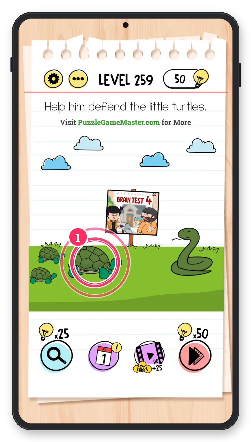 Brain Test: Tricky Puzzles Level 259 answer with steps marked