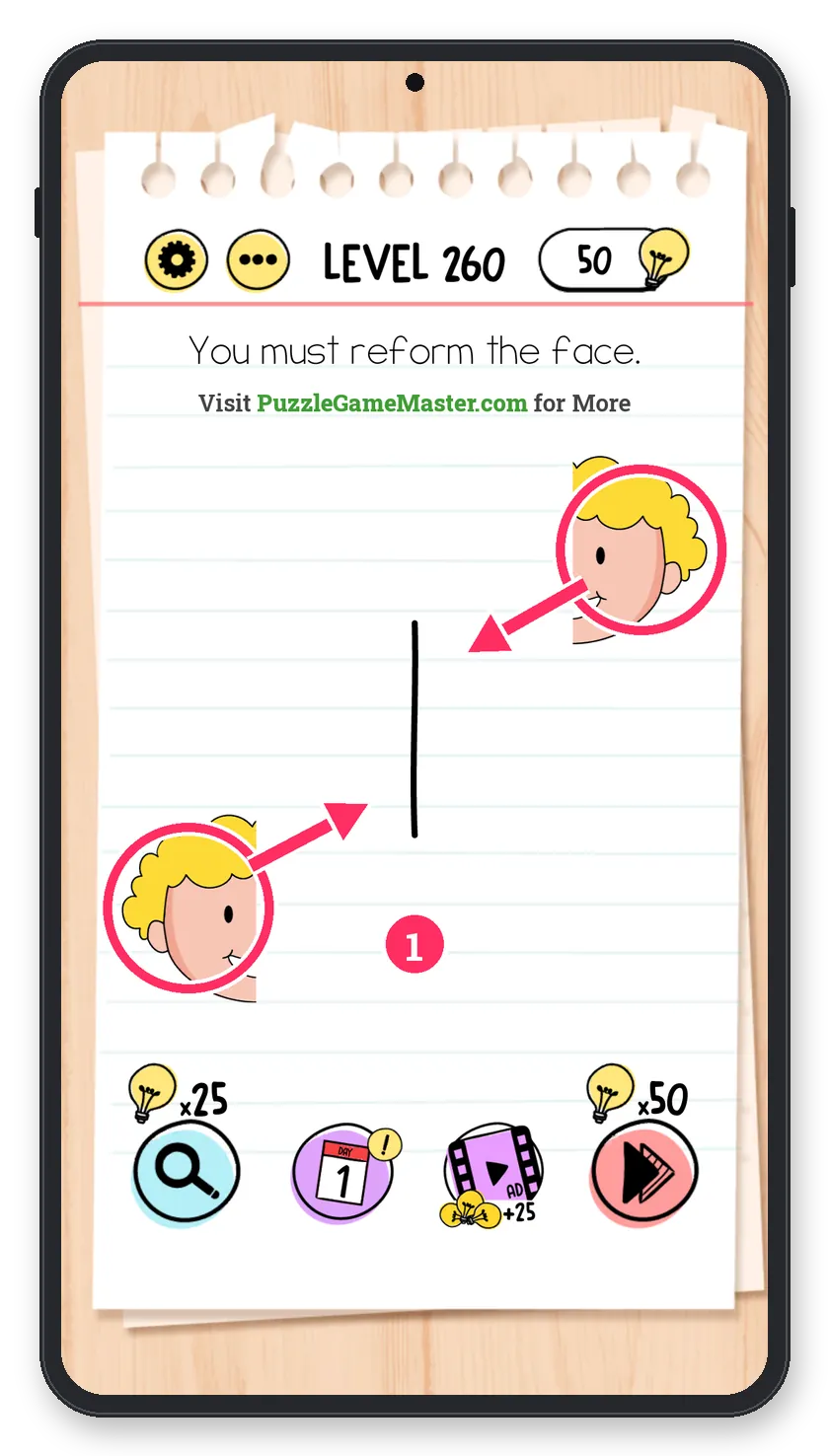 Brain Test: Tricky Puzzles Level 260 answer with steps marked