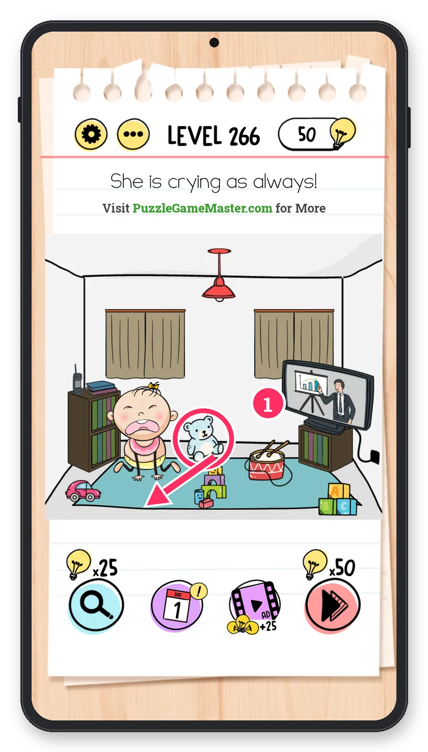 Brain Test: Tricky Puzzles Level 266 step 1: Find the remote