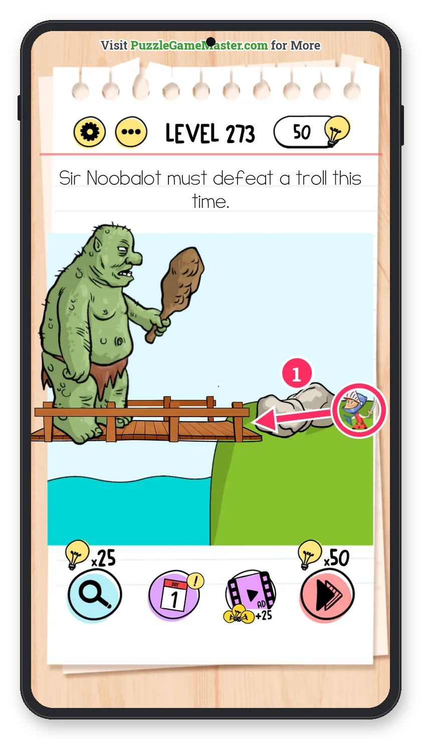 Brain Test: Tricky Puzzles Level 273 step 1: Lure the troll