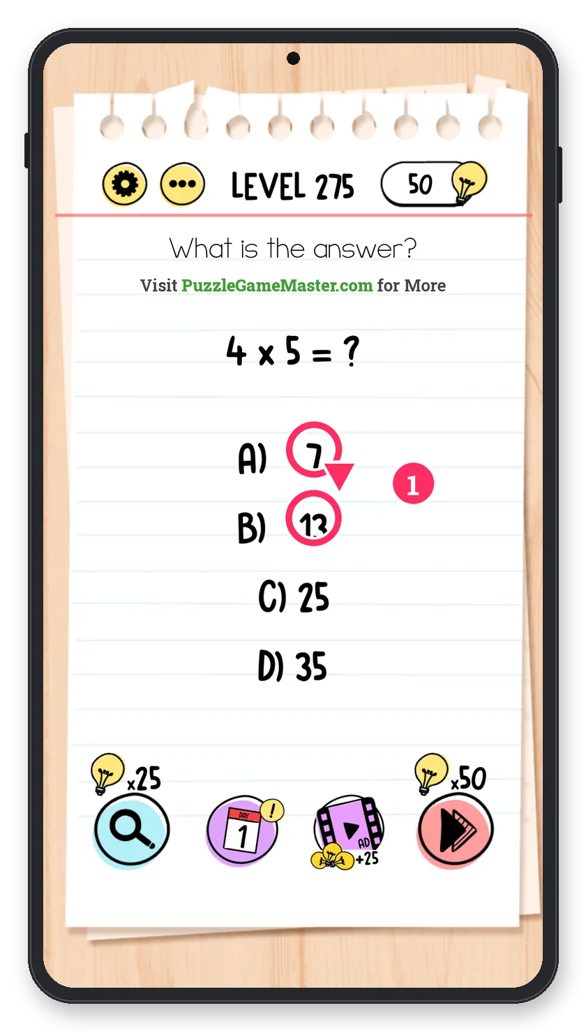 Brain Test: Tricky Puzzles Level 275 step 1: Make 20