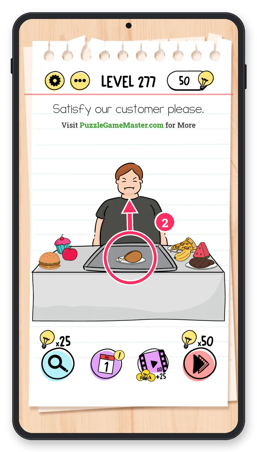 Brain Test: Tricky Puzzles Level 277 step 2: Serve him
