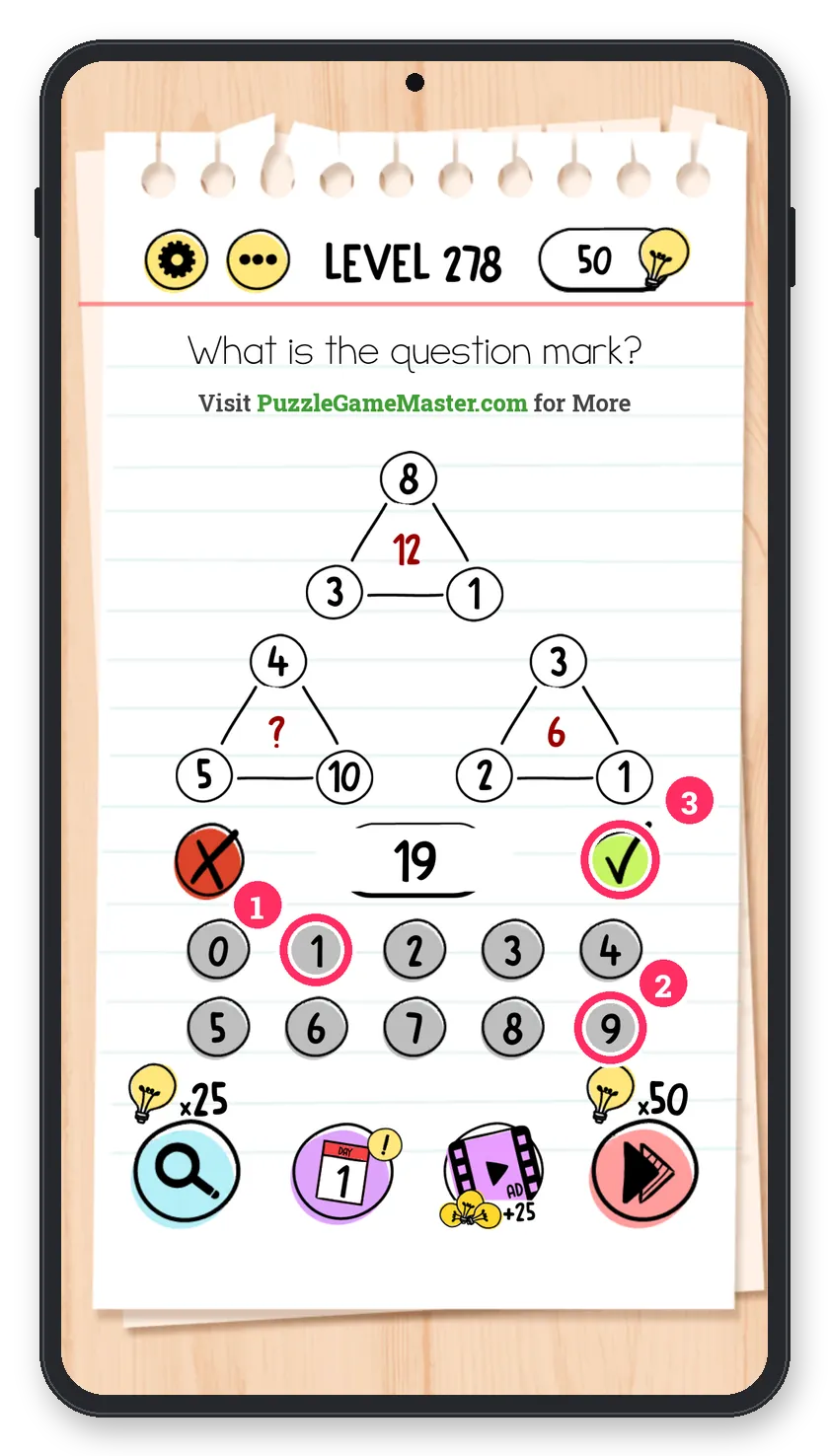 Brain Test: Tricky Puzzles Level 278 answer with steps marked