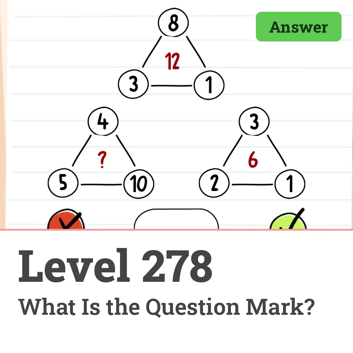 Brain Test: Tricky Puzzles Level 278 answer – What Is the Question Mark?