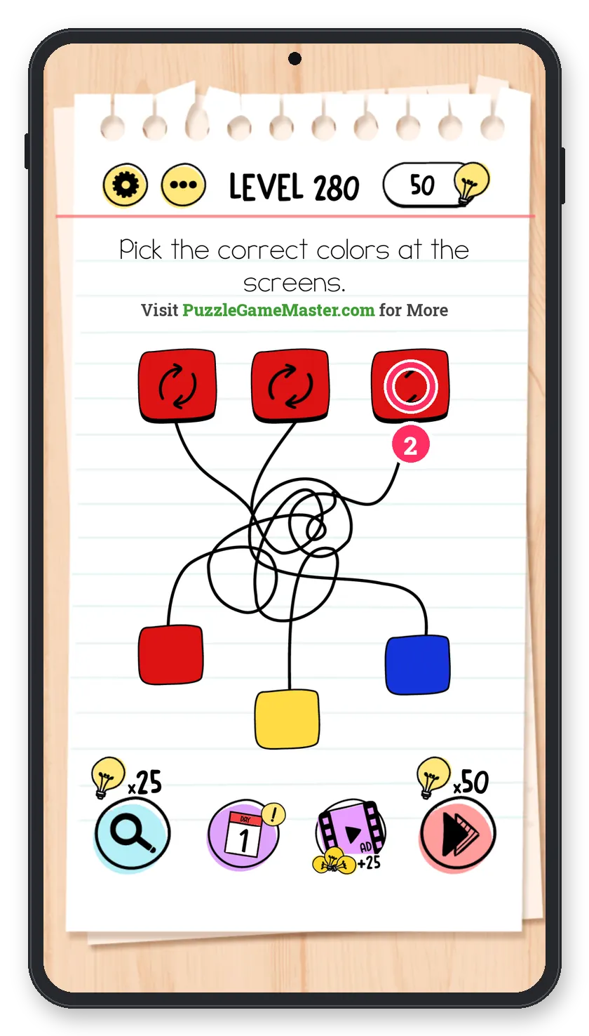 Brain Test: Tricky Puzzles Level 280 step 2: Set one to blue