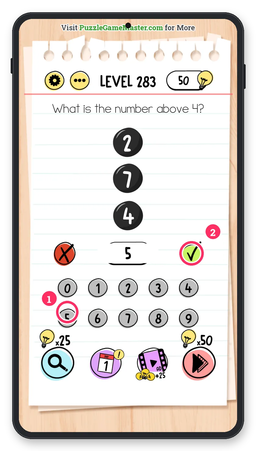 Brain Test: Tricky Puzzles Level 283 answer with steps marked