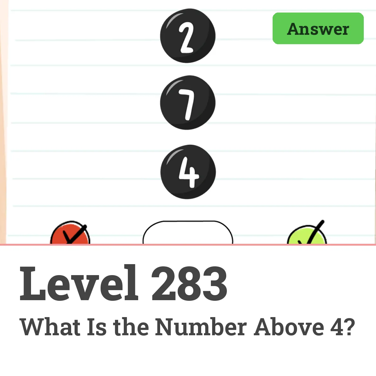 Brain Test: Tricky Puzzles Level 283 answer – What Is the Number Above 4?