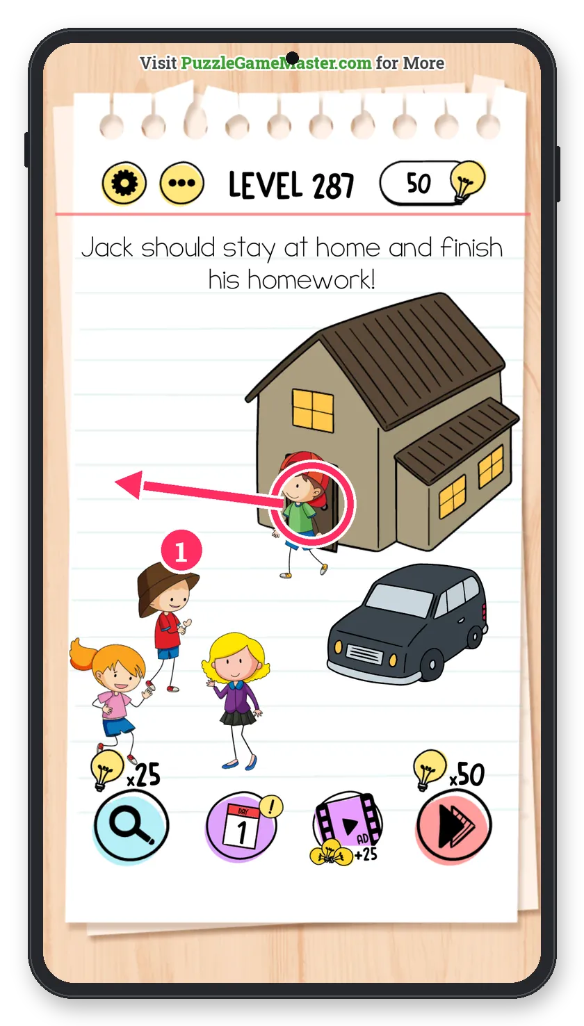 Brain Test: Tricky Puzzles Level 287 answer with steps marked