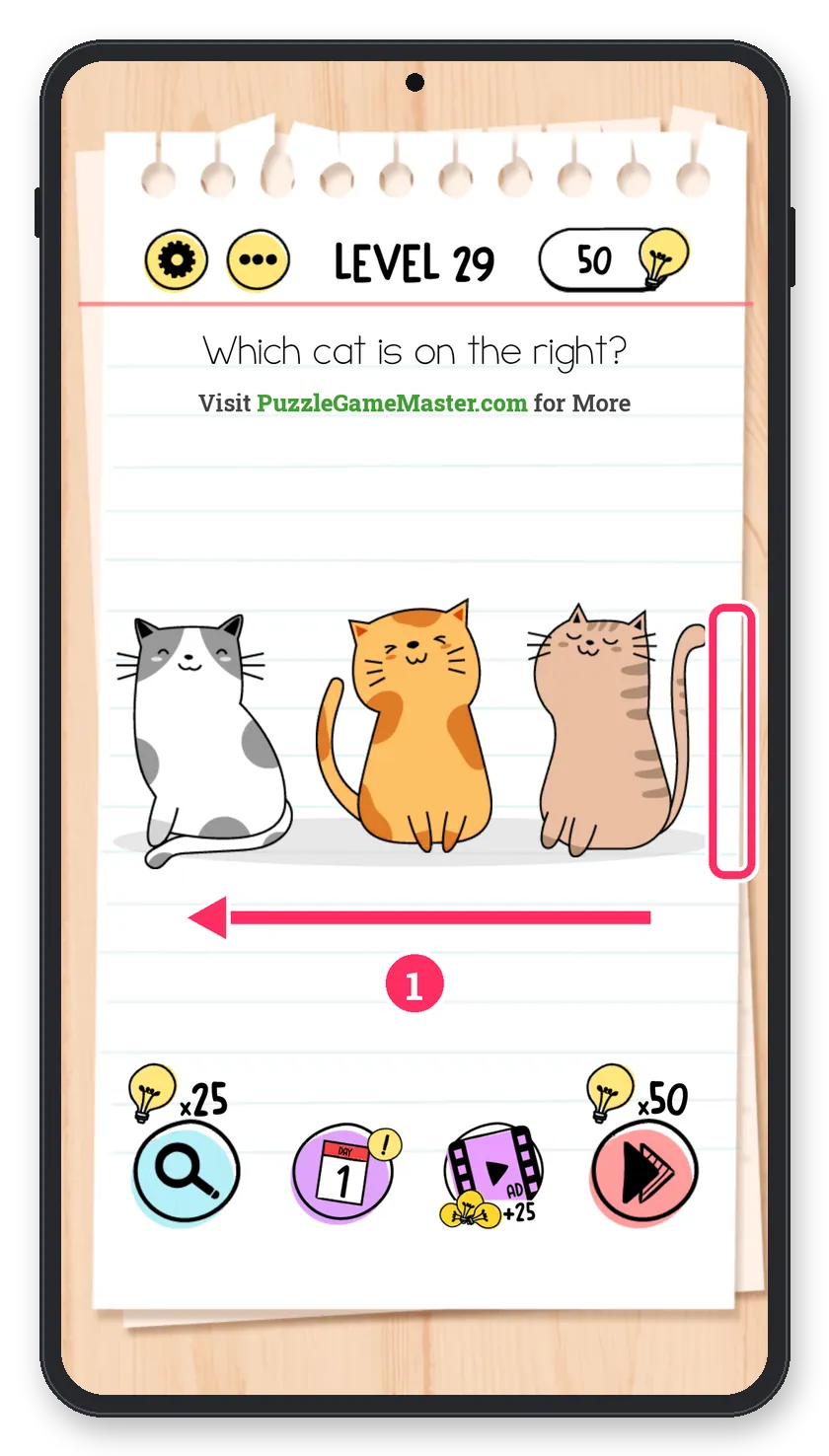 Brain Test: Tricky Puzzles Level 29 answer with steps marked
